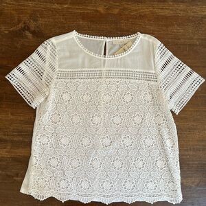 Ann Taylor LOFT White Lace Blouse NWT size Small Petite